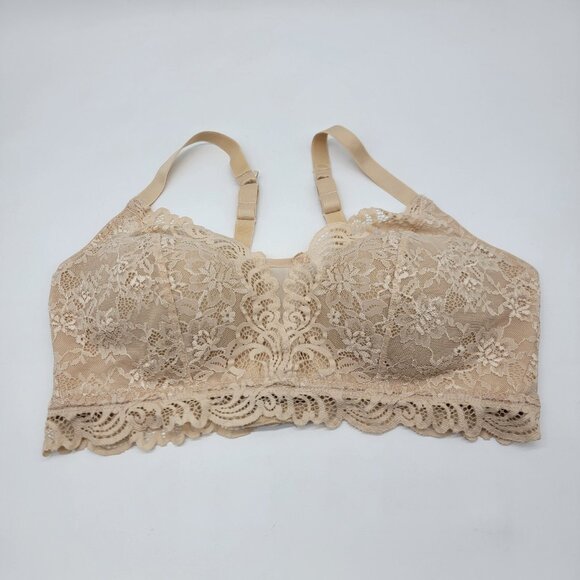Bali Bra Lace Desire 6591 Convertible With J Hook Wire Free Beige‎ Nude Bra 1X - Picture 1 of 5